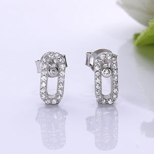 Earrings Locked Shiny silver 925 zircon