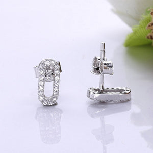 Earrings Locked Shiny silver 925 zircon