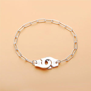 Bracelet handcuff chain silver 925 zircon - Maison Ming