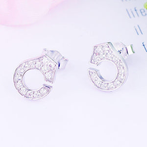 Earrings shiny handcuffs silver 925 and zircon - Maison Ming