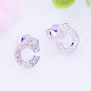 Earrings shiny handcuffs silver 925 and zircon - Maison Ming
