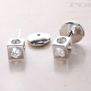 Earrings shiny cube silver 925 - Maison Ming