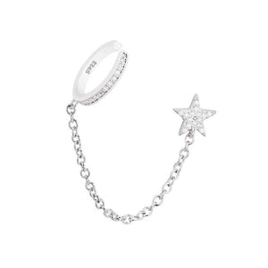 Earrings Clip Stars silver 925 zircon