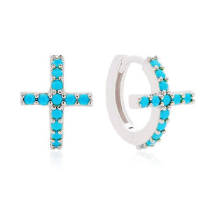 Earrings Cross Colored silver 925 zircon