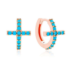 Earrings Cross Colored silver 925 zircon