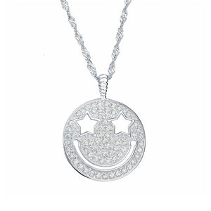 Necklace Shiny Smiley silver 925 zircon