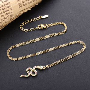 Necklace Beaded Snake silver 925 zircon