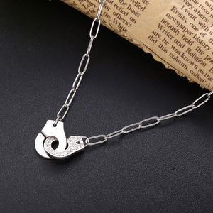 Necklace Handcuff  Big Link silver 925 zircon
