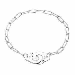 Bracelet handcuff chain silver 925 zircon - Maison Ming