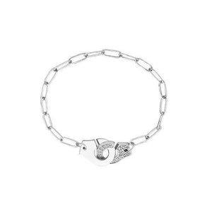 Bracelet handcuff chain silver 925 zircon - Maison Ming