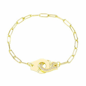 Bracelet handcuff chain silver 925 zircon - Maison Ming
