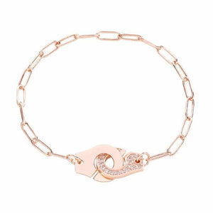 Bracelet handcuff chain silver 925 zircon - Maison Ming