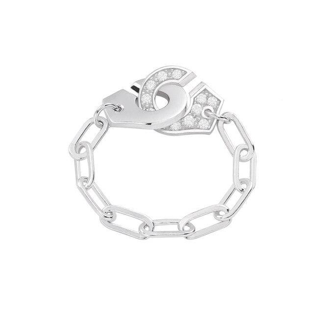 Ring Handcuffs Half silver 925 zircon - Maison Ming