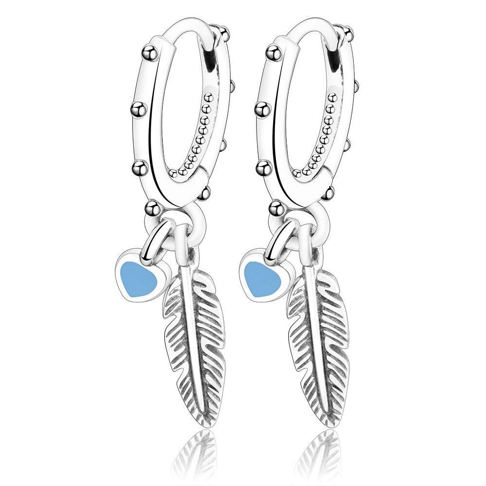 Earrings feathers silver 925 zircon - Maison Ming