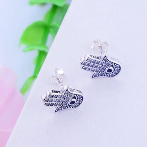 Earrings oriental hand silver 925 and zircon - Maison Ming