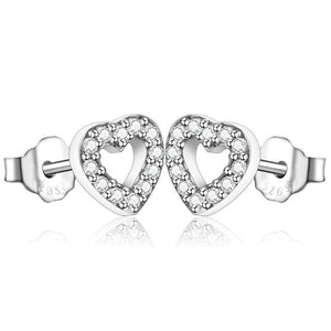 Earrings hearts silver 925 zircon - Maison Ming