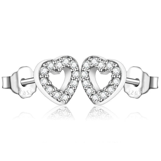 Earrings hearts silver 925 zircon - Maison Ming