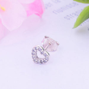Earrings hearts silver 925 zircon - Maison Ming