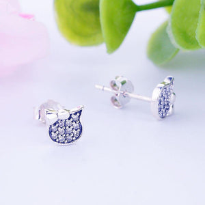Earrings hello cat silver 925 and zircon - Maison Ming