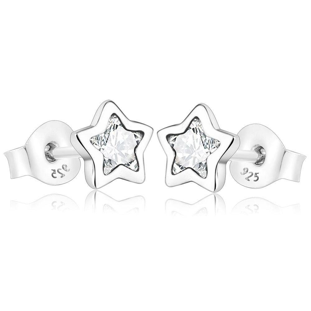 Earrings shining stars silver and zircon - Maison Ming