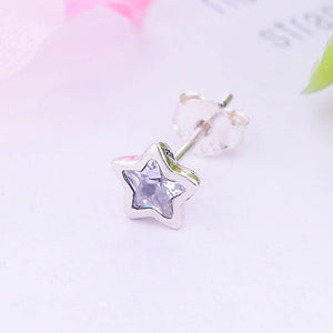 Earrings shining stars silver and zircon - Maison Ming