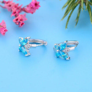 Earrings Blue Butterfly silver 925 zircon - Maison Ming