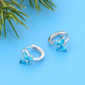 Earrings Blue Butterfly silver 925 zircon - Maison Ming