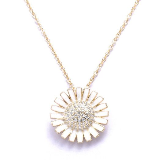 Necklace Sunflower silver 925 zircon