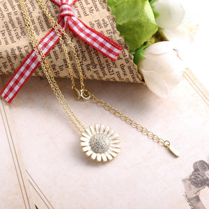 Necklace Sunflower silver 925 zircon