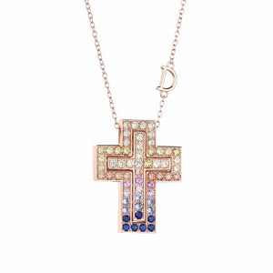 Necklace Rainbow Cross silver 925 zircon