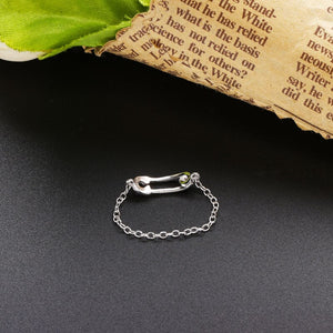 Ring Chain Clip silver 925 zircon